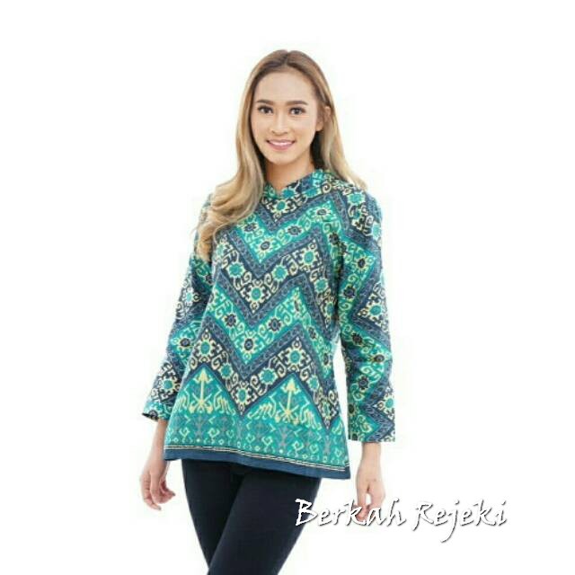 Hot Sale Atasan Katun Cewek Biru Batik BR