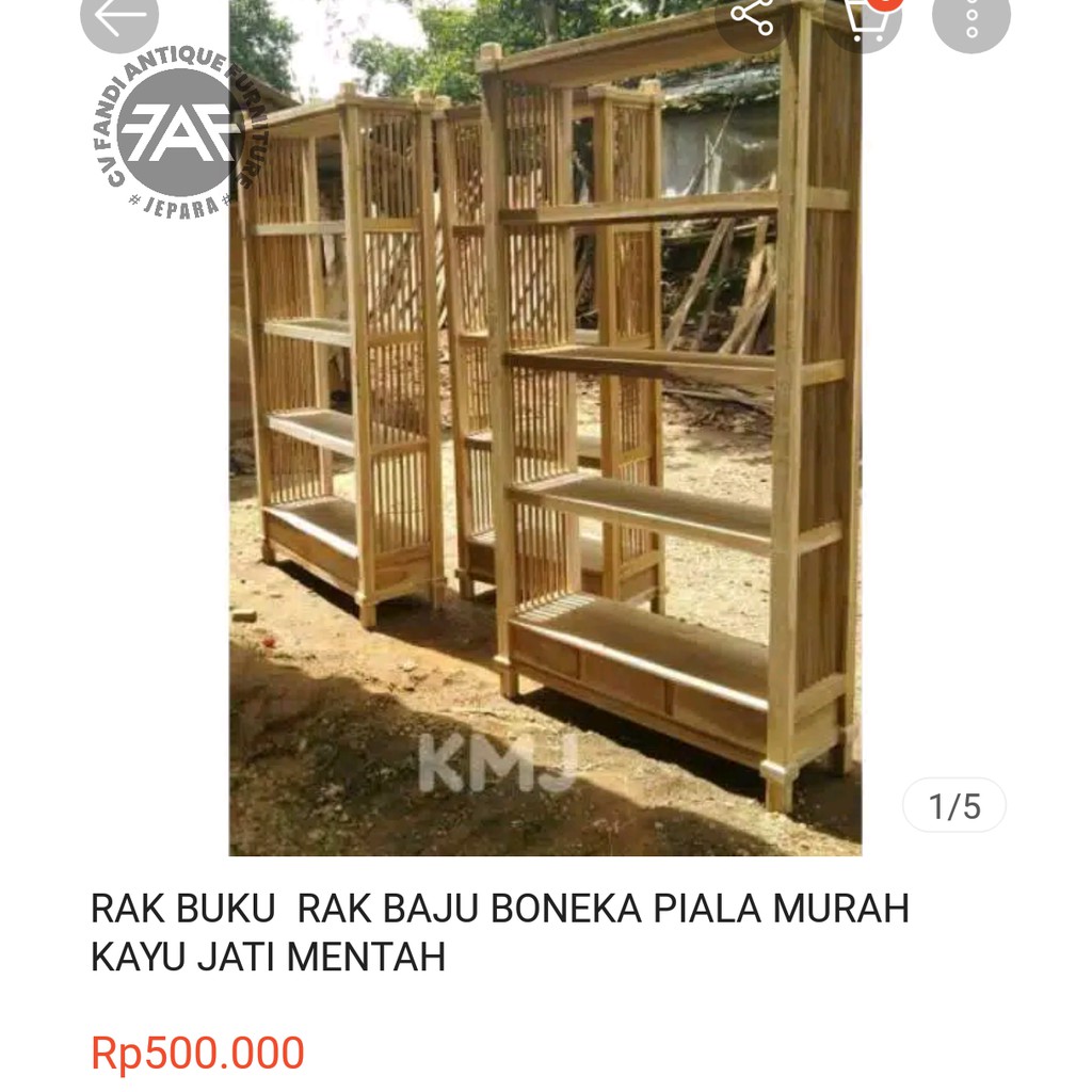 Rak buku, rak baju boneka piala kayu jati mentahID09