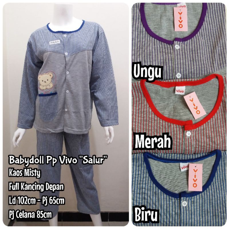 Babydoll Full Kancing Lengan Panjang/Baju Tidur Menyusui Muslimah/Piyama Lengan Panjang Busui