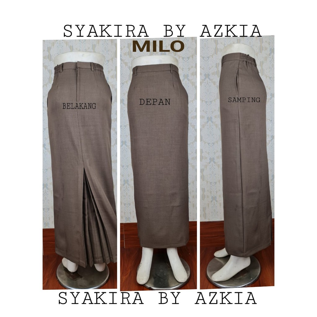 Rok Span Brand Syakira warna merah cabe, abu tua, milo, cokelat susu, khaki, cream- rok kerja wanita-rok kuliah-rok kantor