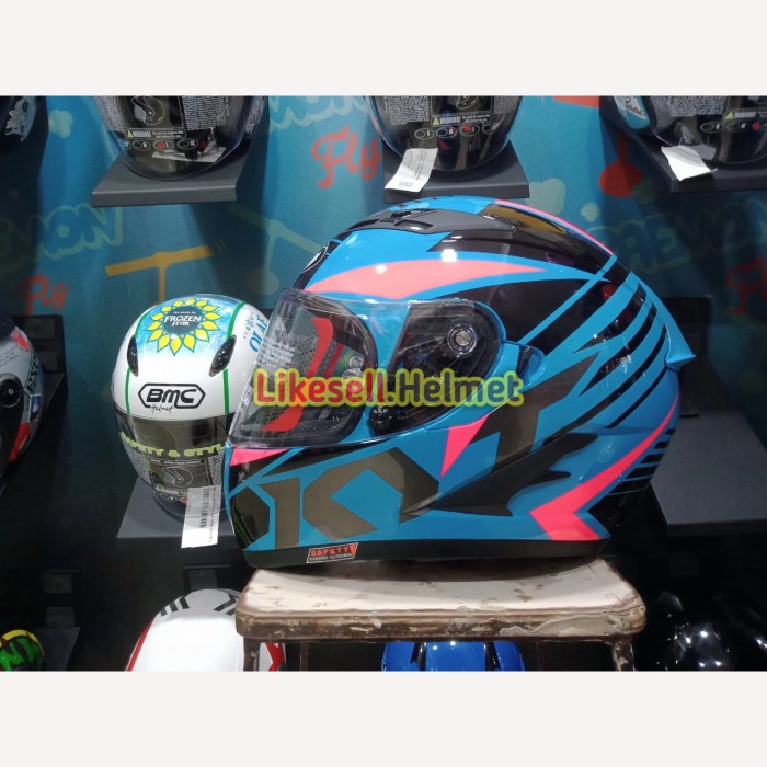 Helm KYT Falcon FR Radiant Light Blue fuxia