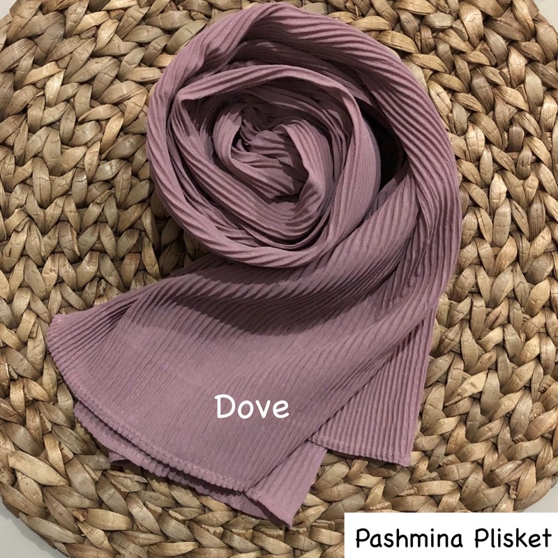 PASHMINA PLISKET CERUTY BABYDOLL FULL PLISKET TANPA GARIS TENGAH-Dove Plisket