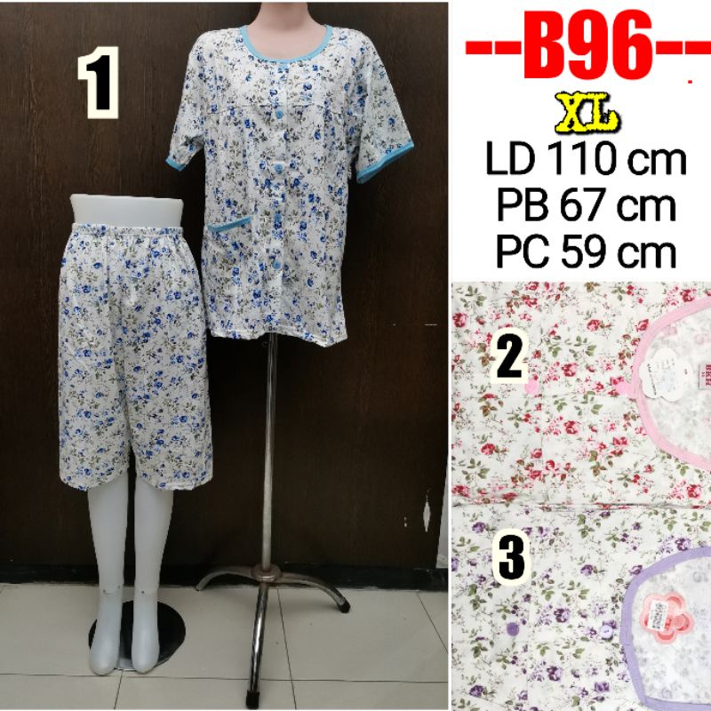 Baju Tidur Babydoll Jumbo XL BKH setelan kaos pendek Baju Tidur Kancing Depan Busui B96 Piyama