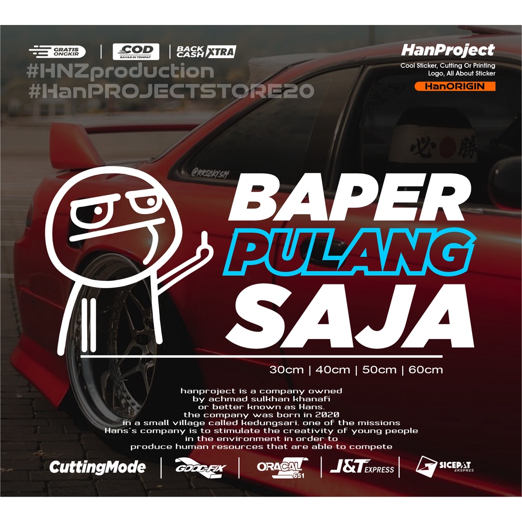 STICKER BAPER PULANG SAJA TERBARU | STICKER CUTTING REFLECTIVE KACA MOBIL TRUK