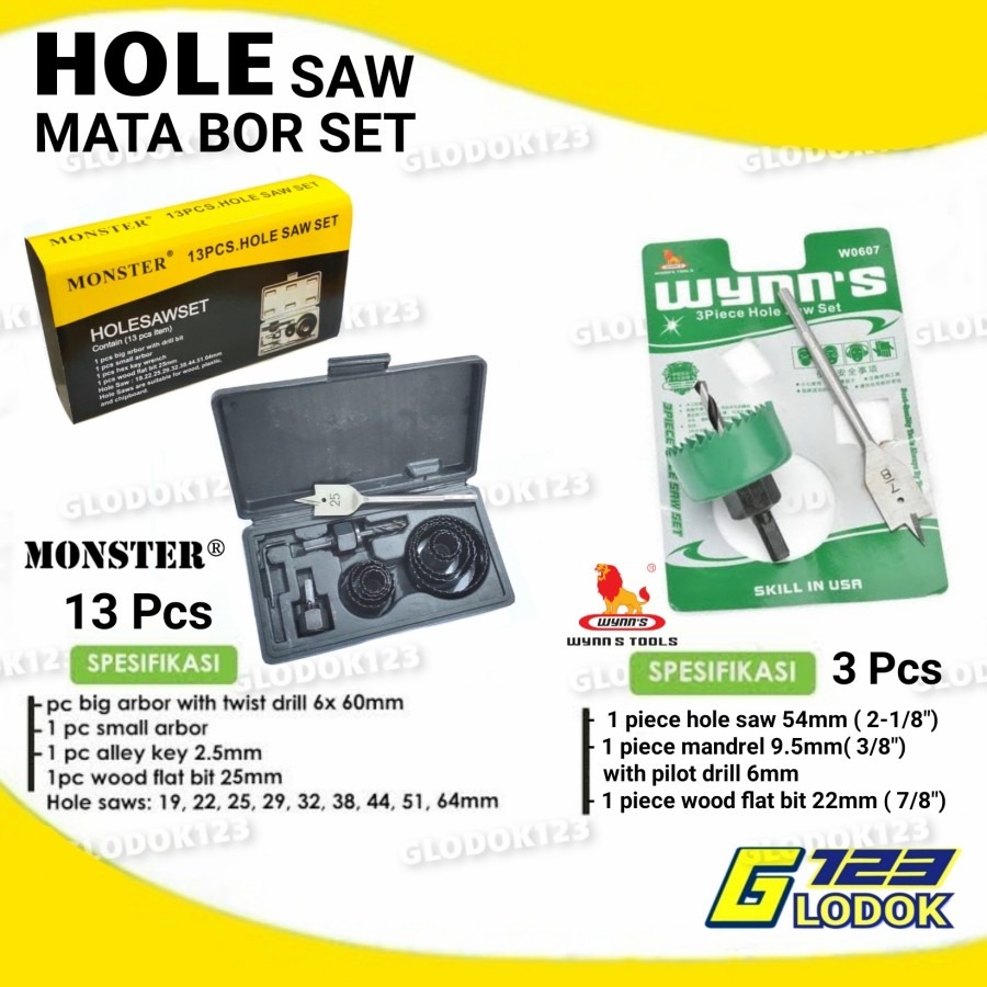 Hole Saw Holesaw Kit Set Mata Bor Pelubang Kayu Pipa PVC