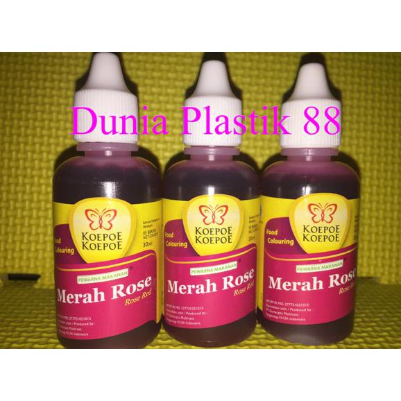 

A47D0 @30Ml Pewarna Cair Makanan Minuman Food Colouring Merah Rose Pink Kupu - Hitam