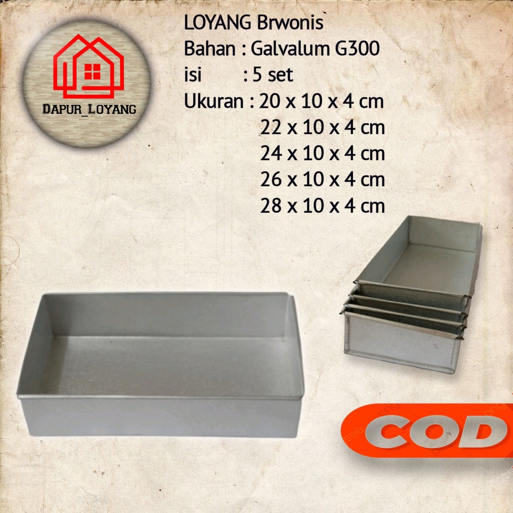 Loyang Persegi untuk Kue Brownies | Bahan Aluminium &amp; Galvalum - Variasi 20/22/24/26/28cm