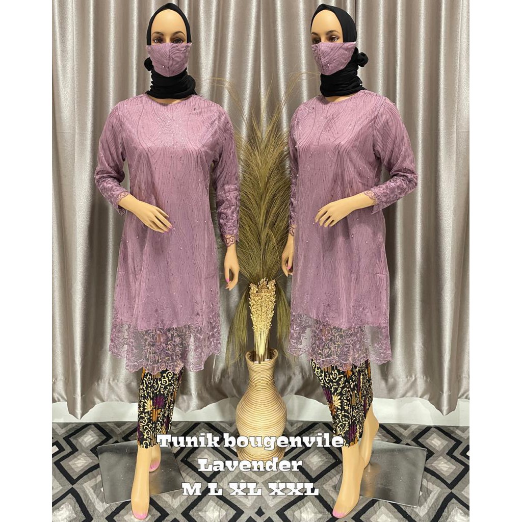 MEM&gt; KEBAYA TUNIK ADIVA - BAJU TUNIK TULLE MUTIARA - TUNIK KEBAYA TERLARIS - KEBAYA PESTA MODERN