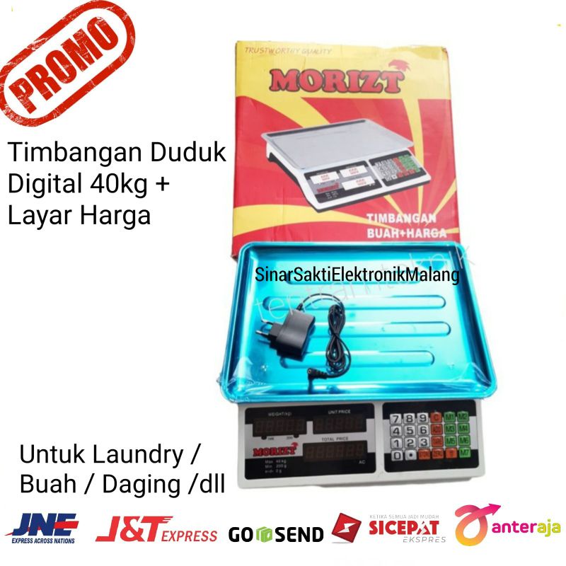 Timbangan Duduk Digital Buah Laundry Daging Morizt 40kg 40 kg + Harga Malang Murah