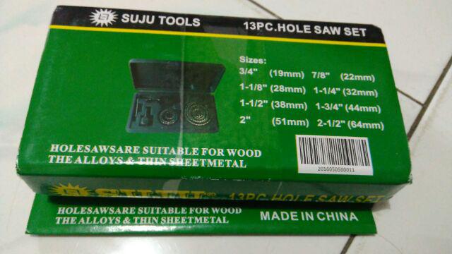 Mata Bor Hole Saw 11pcs Suju Holesaw Kayu Hidroponik Set 19-64mm Besi Plat Tipis