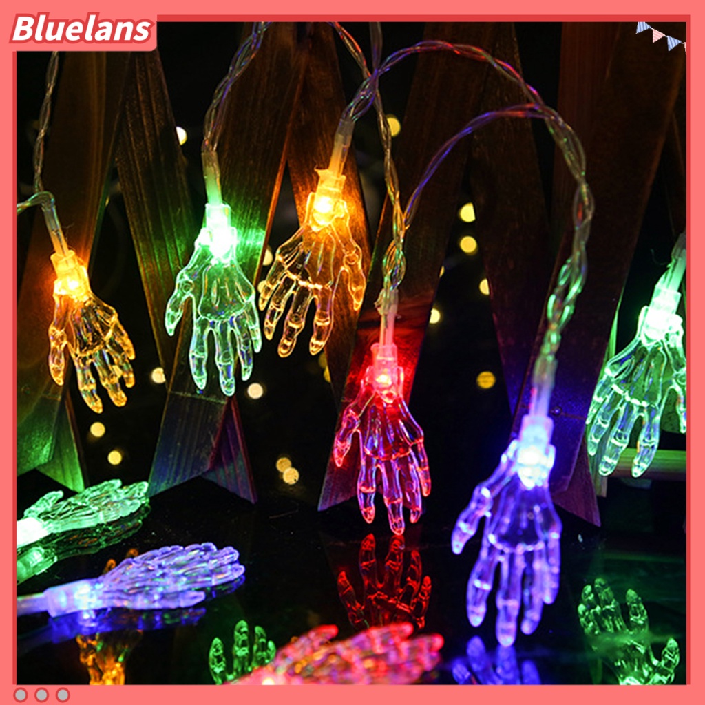 Lampu String LED Bentuk Tangan Tengkorak Reusable Bahan Plastik Untuk Pesta Halloween