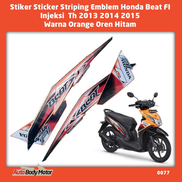 

Stiker Sticker Striping Emblem Honda Beat FI Injeksi Warna Orange