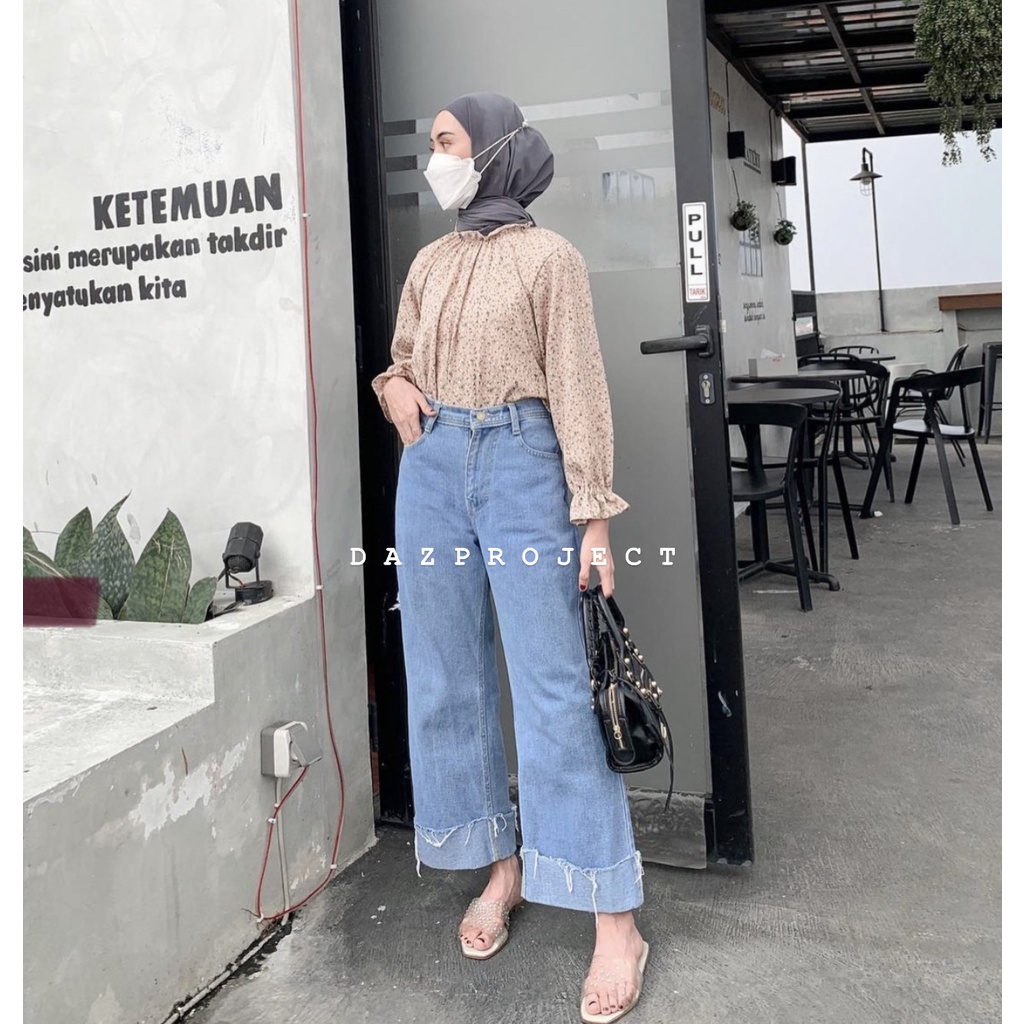 Kulot Jeans Lipat Unfinish READY Kulot Jeans Raisa Ripped Loose Jeans Polos Jumbo Kulot Jeans Premium