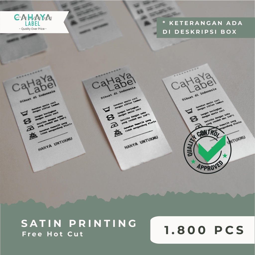 (1.800pcs) 𝐑𝐩𝟏𝟑𝟕/𝐩𝐜𝐬 Custom Label Baju Hijab Printing Satin Saten (FREE HOTCUT) PAKET Murah