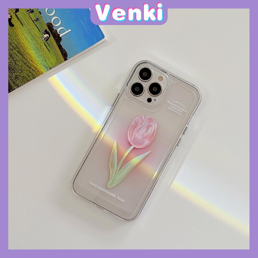 iPhone Case Luxury Silicone Soft Case Clear Case Shockproof Protection Camera Pink Tulip Flower Compatible For iPhone 11 iPhone 13 Pro Max iPhone 12 Pro Max iPhone 7Plus iPhone xr