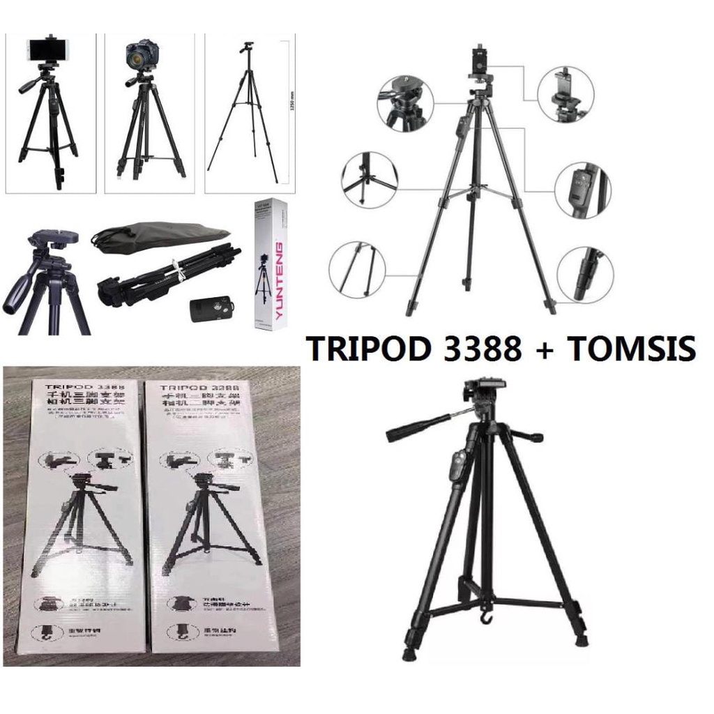 TRIPOD HANDPHONE KAMERA YUNTENG 3388 BLUETOOTH + HOLDER U