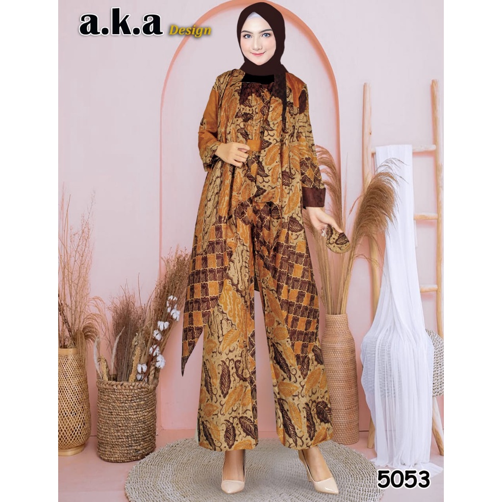 Setelan Celana Batik Cardigan Kemben 3in1 5053 Viscose Premium Sutra Setelan Cardigan Set Terbaru Se
