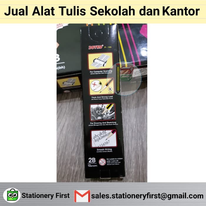 

OPEN SALE PENSIL 2B JOYKO P-103 (PLUS CLEAN ERASER ON TOP)