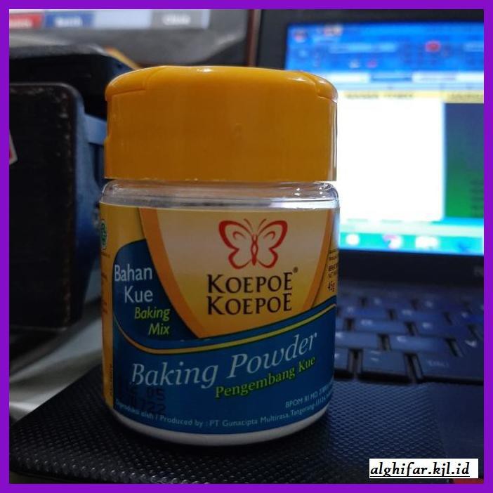 

Redwop-Gnikab- Koepoe Baking Powder Bubuk 45Gr, Bahan Pengembang Makanan/Kue Dll -Hallall.