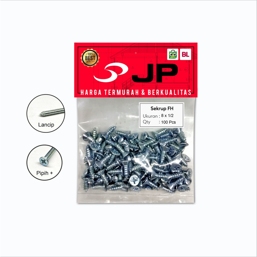 SEKRUP FH 8 x 1/2 - SKRUP FH 8x1/2 BAUT TAPPING ISI 100 PCS