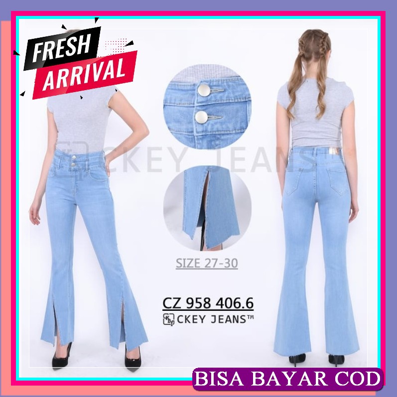 Celana Wanita Jeans Jens Korea Kekinian Terbaru 2021 Casual Jins  ZO905 Cutbray Jeans Split Unfinish