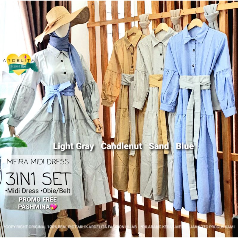 MIDI DRESS KOREAN STYLE MODEL OOTD HIJAB SELEGRAM TERBARU BAJU WANITA HIJAB KEKINIAN TRENDY KEREN | OUTFIT HIJAB PREMIUM MURAH BERKUALITAS