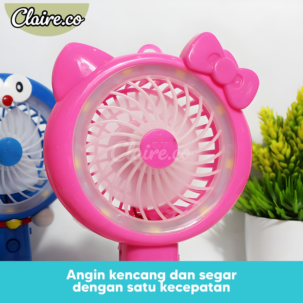 K4 Terlaris !!! Kipas Angin Anak Karakter Portable LED Hellokitty Doraemon