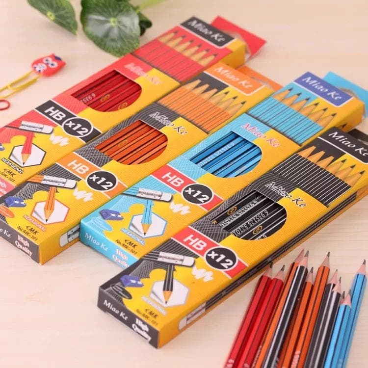 

Pensil kayu Sekolah Kantor HB top Dengan Penghapus isi 12 Pencil