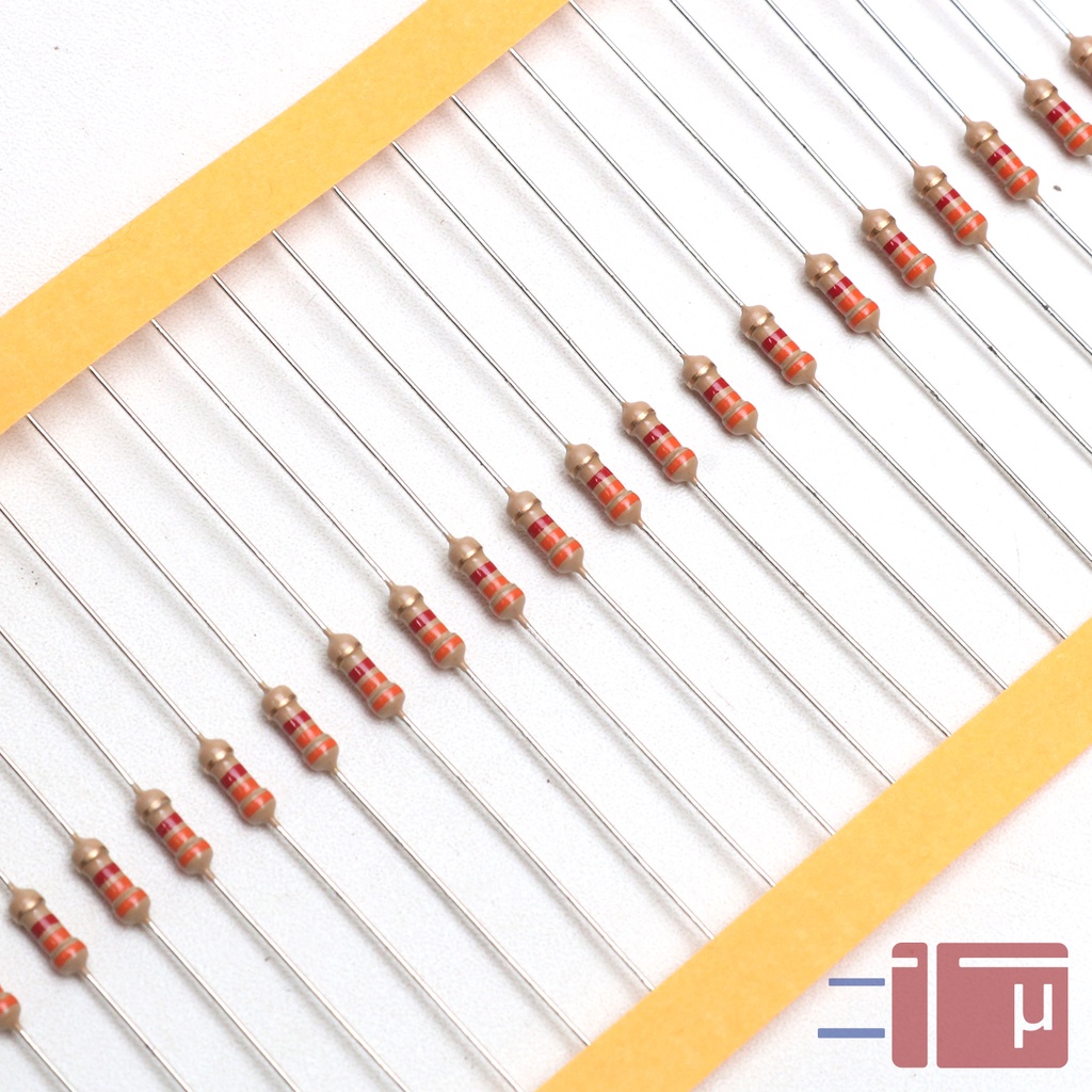 X10 Resistor 3K3 3.3K 1/4W Karbon 5% Taiwan Kaki Tembaga