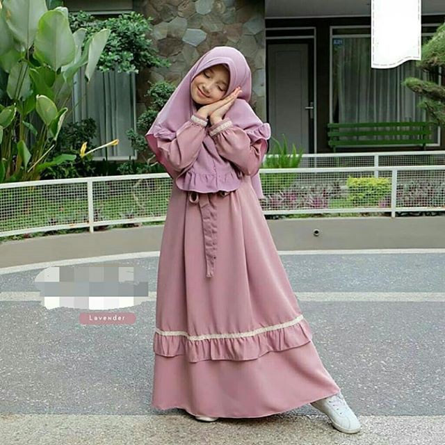 Gamis Anak Syari Plus Jilbab  100 Kanza Adik th Ld pj 