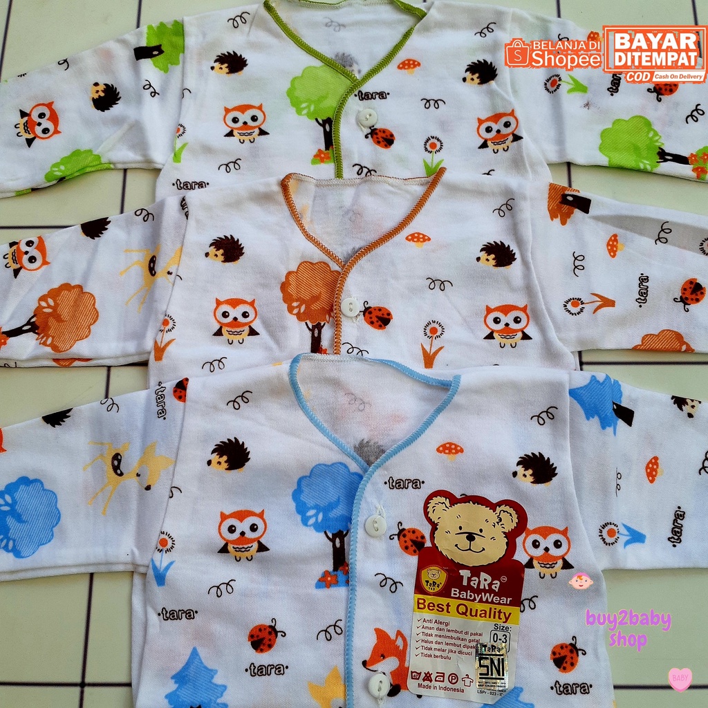 Baju bayi piyama panjang Tara Animal &amp; Fruit Series 0-3 Bulan 3 PCS