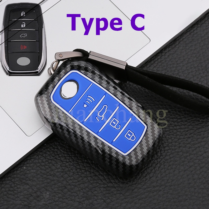 CAMRY Case Remote Kunci Mobil Bahan ABS Carbon fiber Untuk Toyota Corolla Rav4 Highlander Fortuner Hilux Land Cruiser Innova PRADO Rav4 Auris Avensis