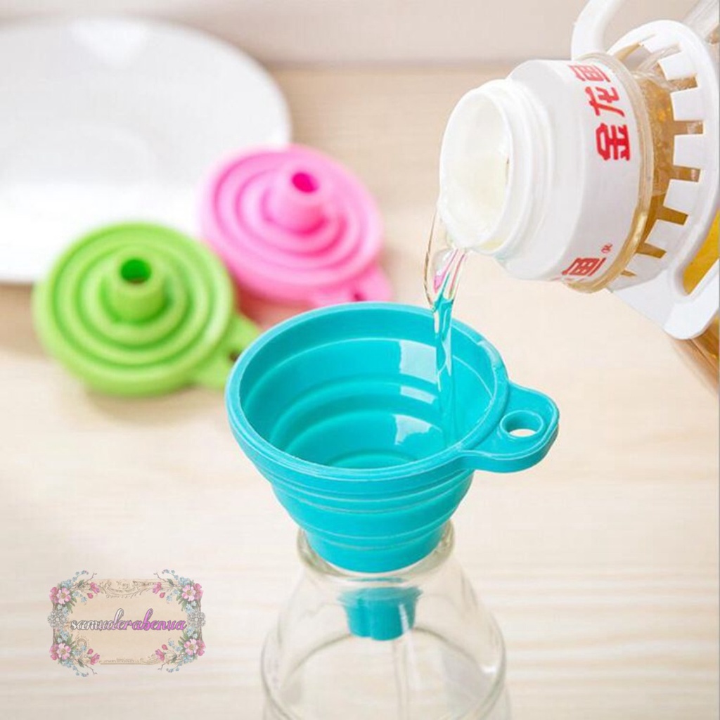 RT75 Corong Silikon Lipat untuk refill sabun minyak Sirup Portable Silicone Folding Funnel SB3453