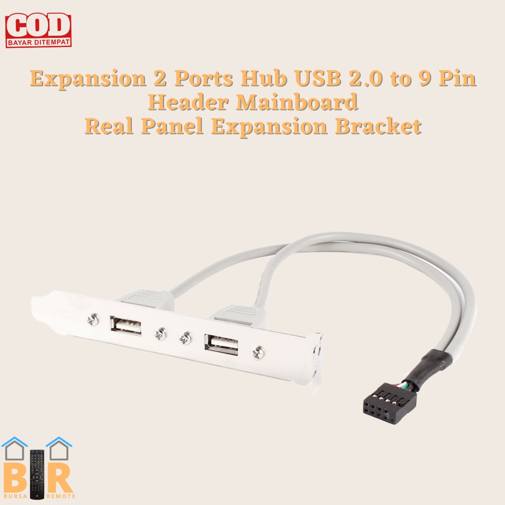 Expansion 2 Ports Hub USB 2.0 to 9 Pin Header Mainboard Real Panel Expansion Bracket