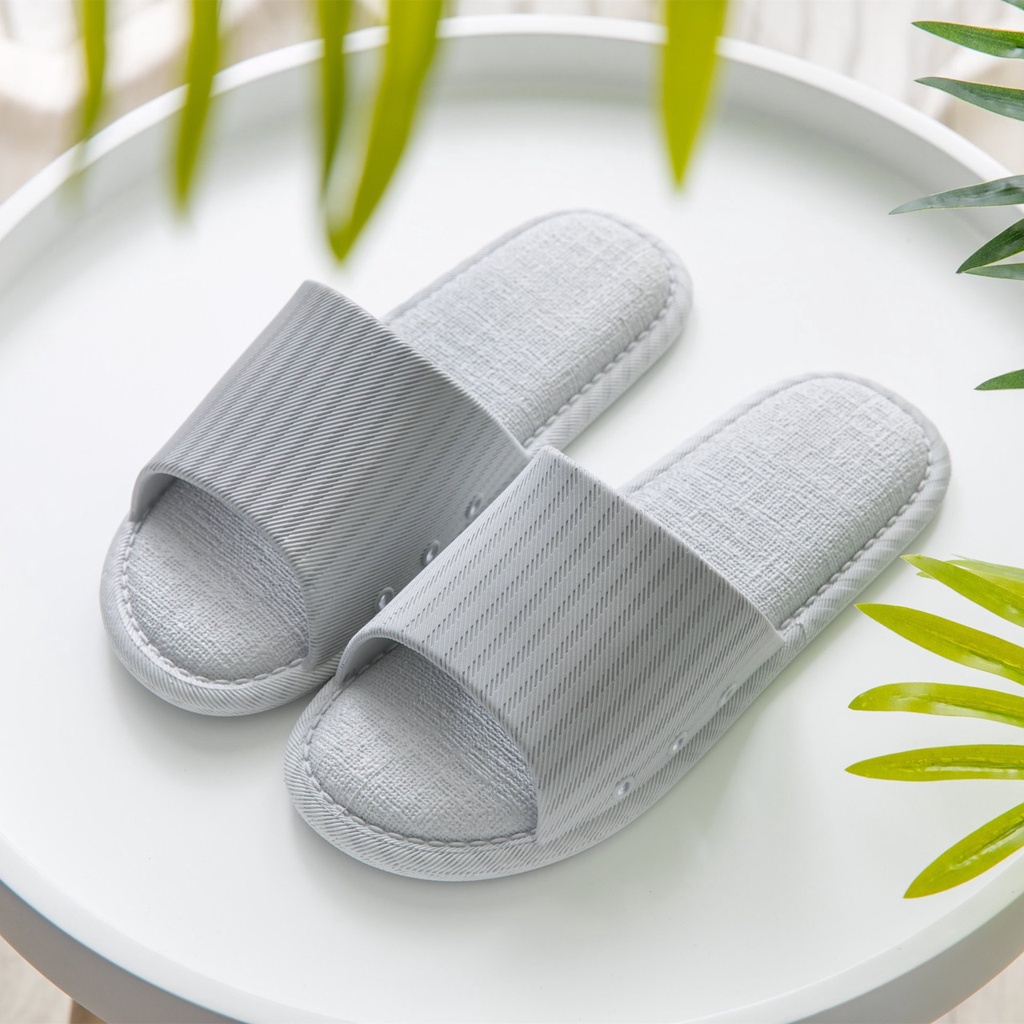 STT Sandal Slop Karet Polos 6500 Sendal Rumah Berkualitas Motif Garis Zigzag Sendal Kamar Mandi EVA Empuk Sendal Karet Couple Garis Home Slipper Anti Slip Wanita Pria Gaya Korea Murah Import-ABU