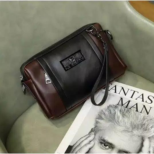 Tas Tangan Kulit Pria Import DarkBrown V7750 - Clucth Bag pennay