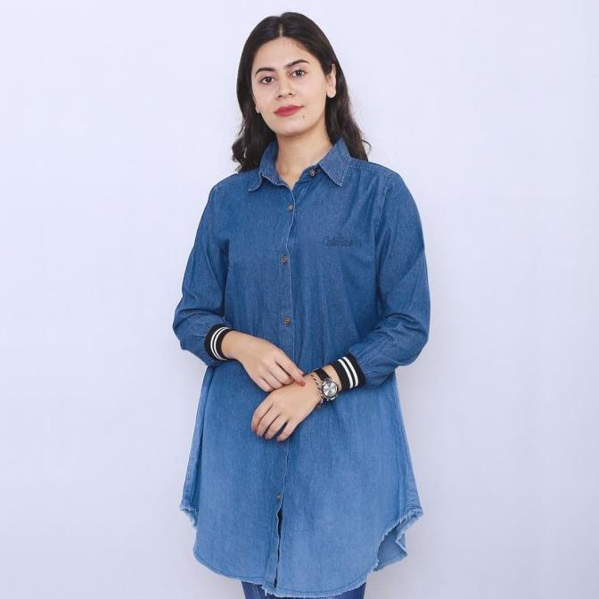 NUAEF BAJU DENIM JEANS MODEL KEMEJA DISTRO WANITA CEWEK DEWASA REMAJA khusus87 Berkualitas