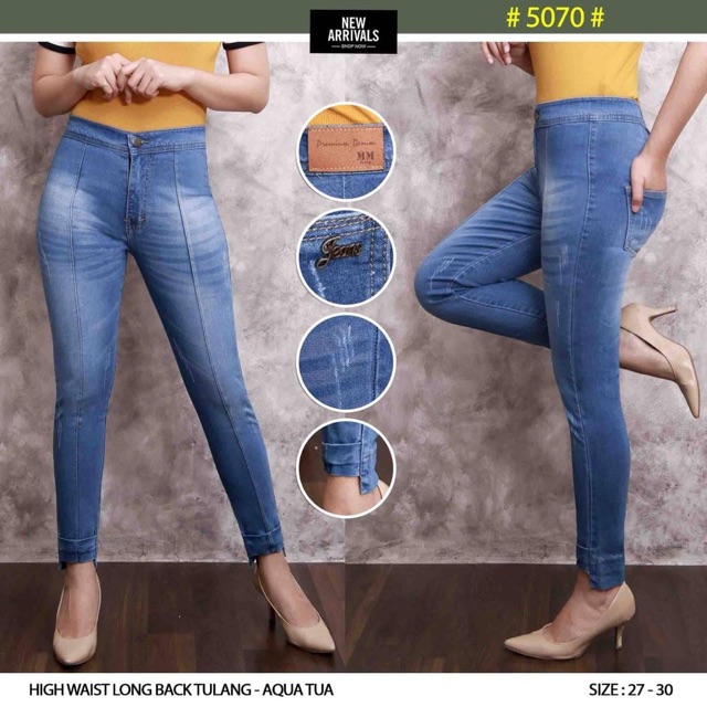 Celana Panjang Jeans Wanita Highwaist Tulang 27 28 29 30