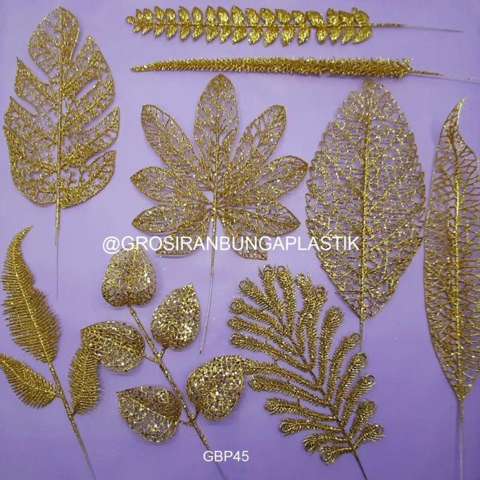 Daun Artificial/Daun Hias/Daun Plastik/Daun Dekorasi/Daun Emas GBP45