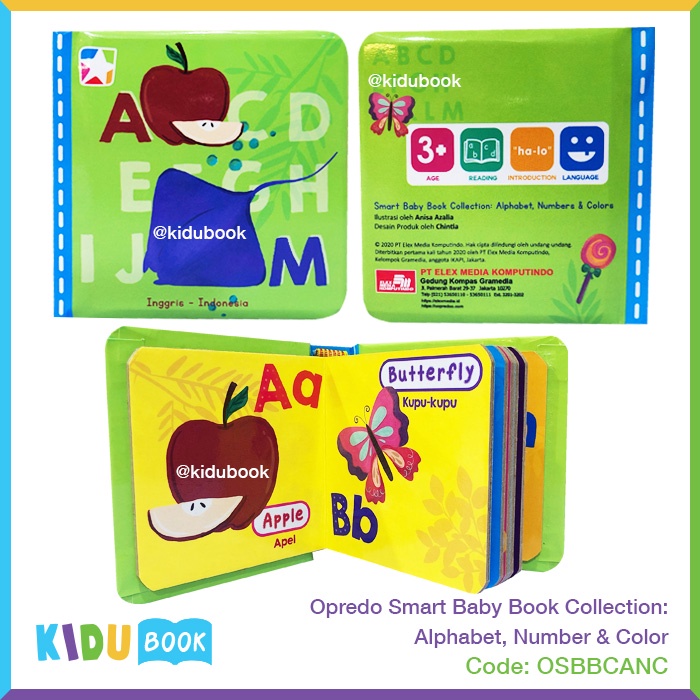 Buku Bayi dan Anak Belajar Mengenal Huruf, Angka dan Warna Opredo Smart Baby Book Collection: Alphabet, Number &amp; Color Kidu Toys