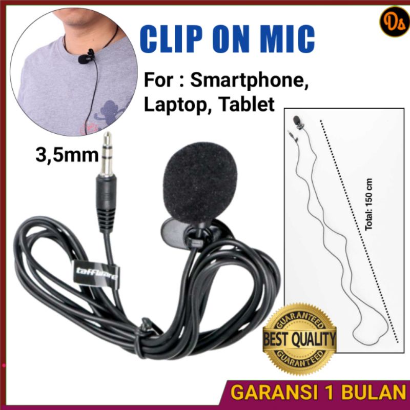 PROMO Clip on mic Microphone with Clip Mic clip on Smartphone Laptop Tablet 3.5mm microphone clip on microphone clip mic klip on mikrofon hp - SR-503 Taffware Murah Original OMCS6WBK