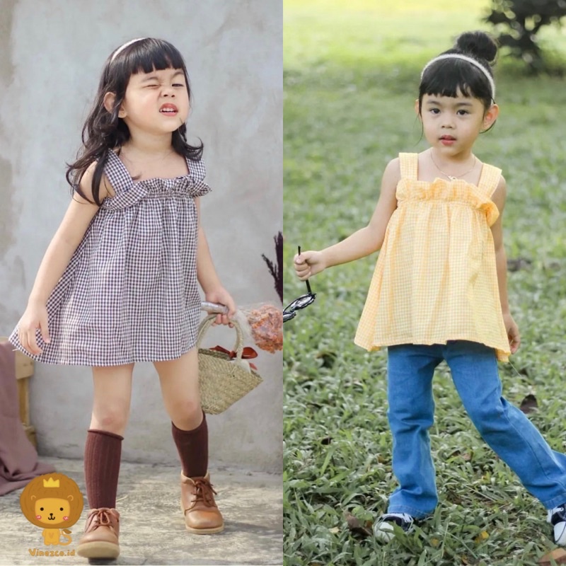 GINGHAM DRESS/TOP free masker | Dress anak perempuan | Dress anak murah