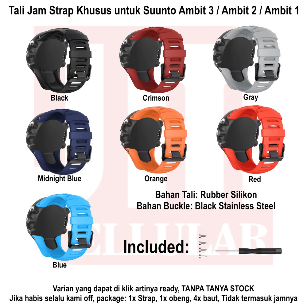 Khusus Untuk Suunto Ambit 1 2 3 - Tali Jam Strap Rubber Silikon With Stainless Steel Black Buckle