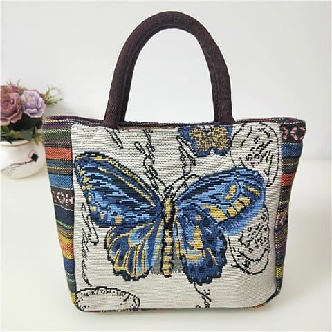 Tas Totebag Wanita Kanvas Resleting Karakter Butterfly