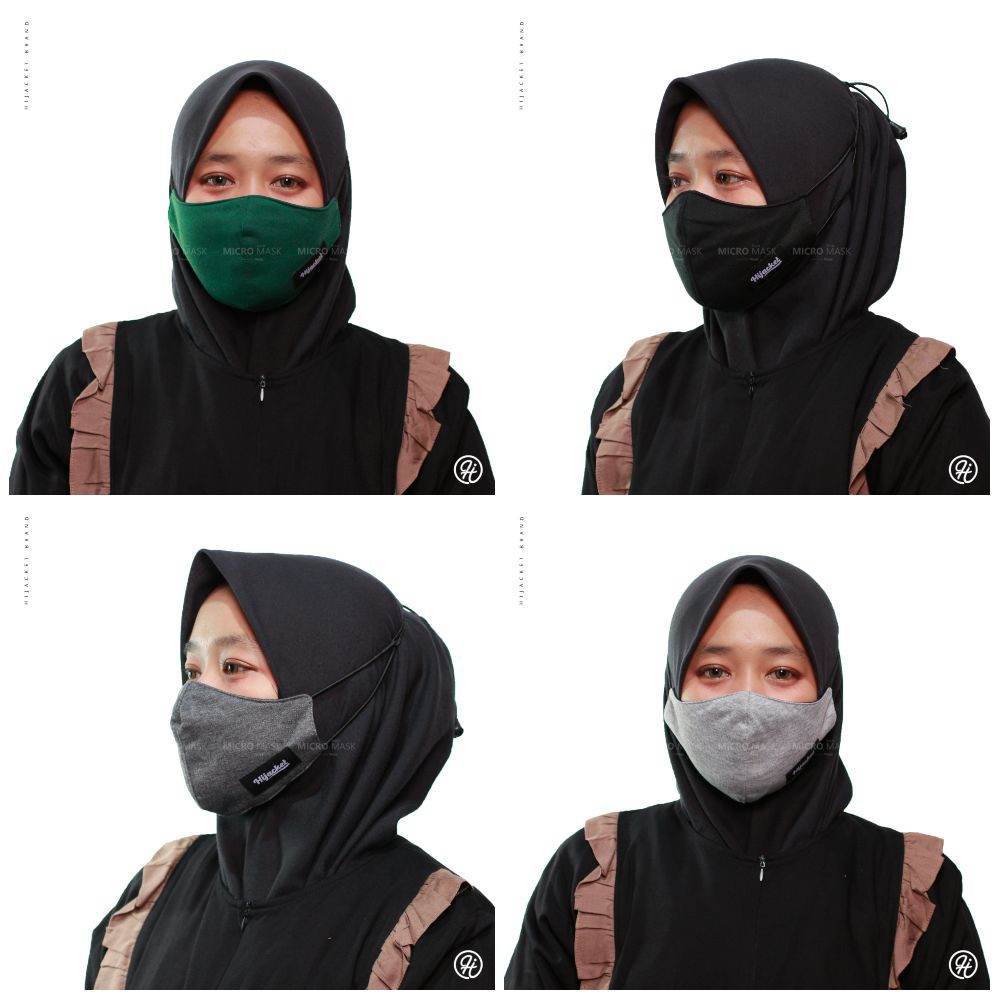 MASKER HIJACKET KAIN Wanita Pria Cewek Cowok Headloop Hijab Jilbab Mask Polos Tali Karet Elastis Ori-5