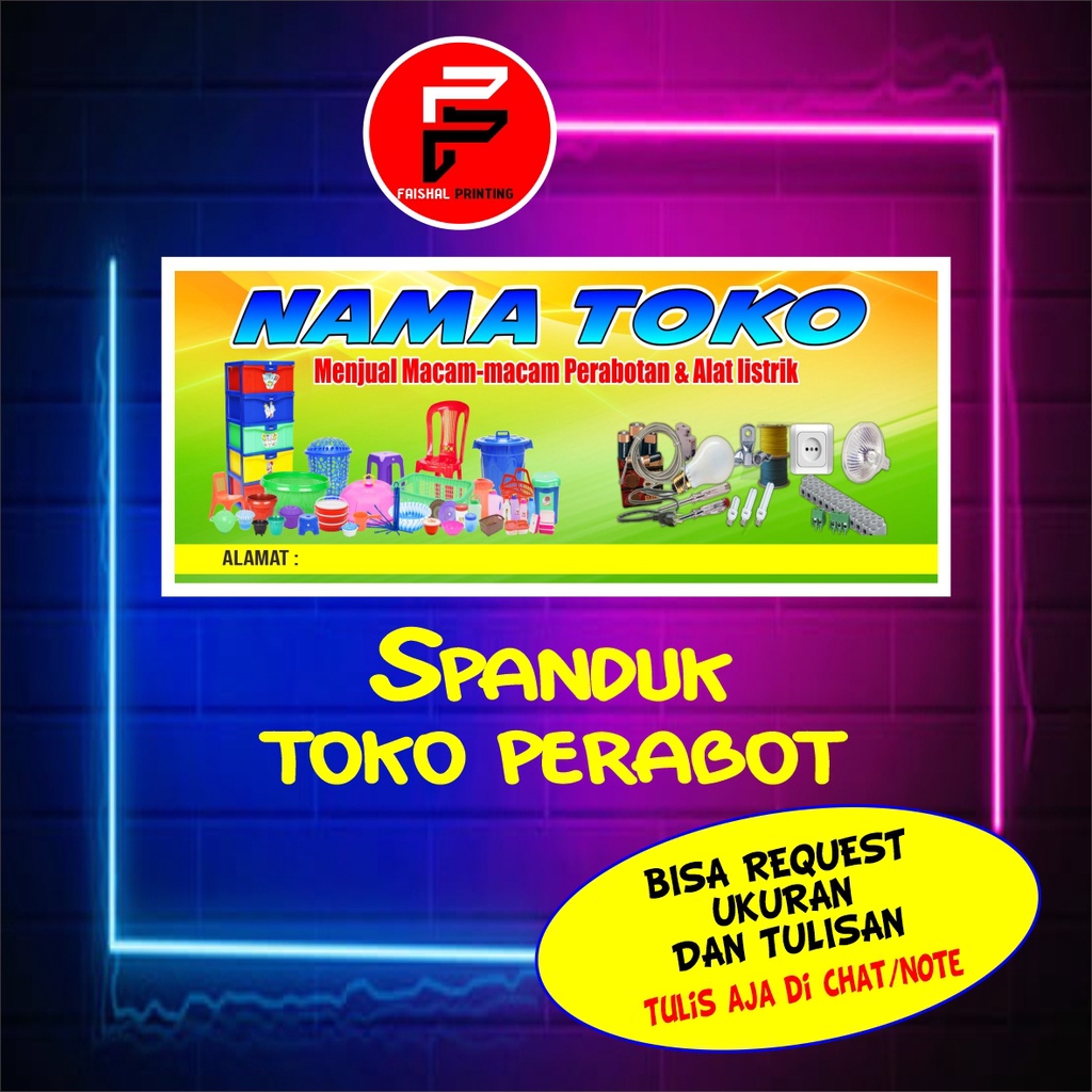 Spanduk Toko perabot / banner Toko Peralatan / Spanduk warung / Spanduk Custom Ukuran 2 x 1 meter