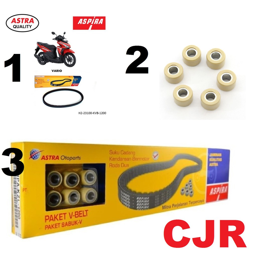 Vario Karbu 110 Roller Van Belt Bando Paket Roller V Belt Set motor Honda merk ASPIRA