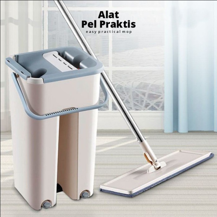 Alat Pel Praktis Ultra Mop Pel Lantai Dengan Ember Otomatis Pel Praktis 360° White_Cell