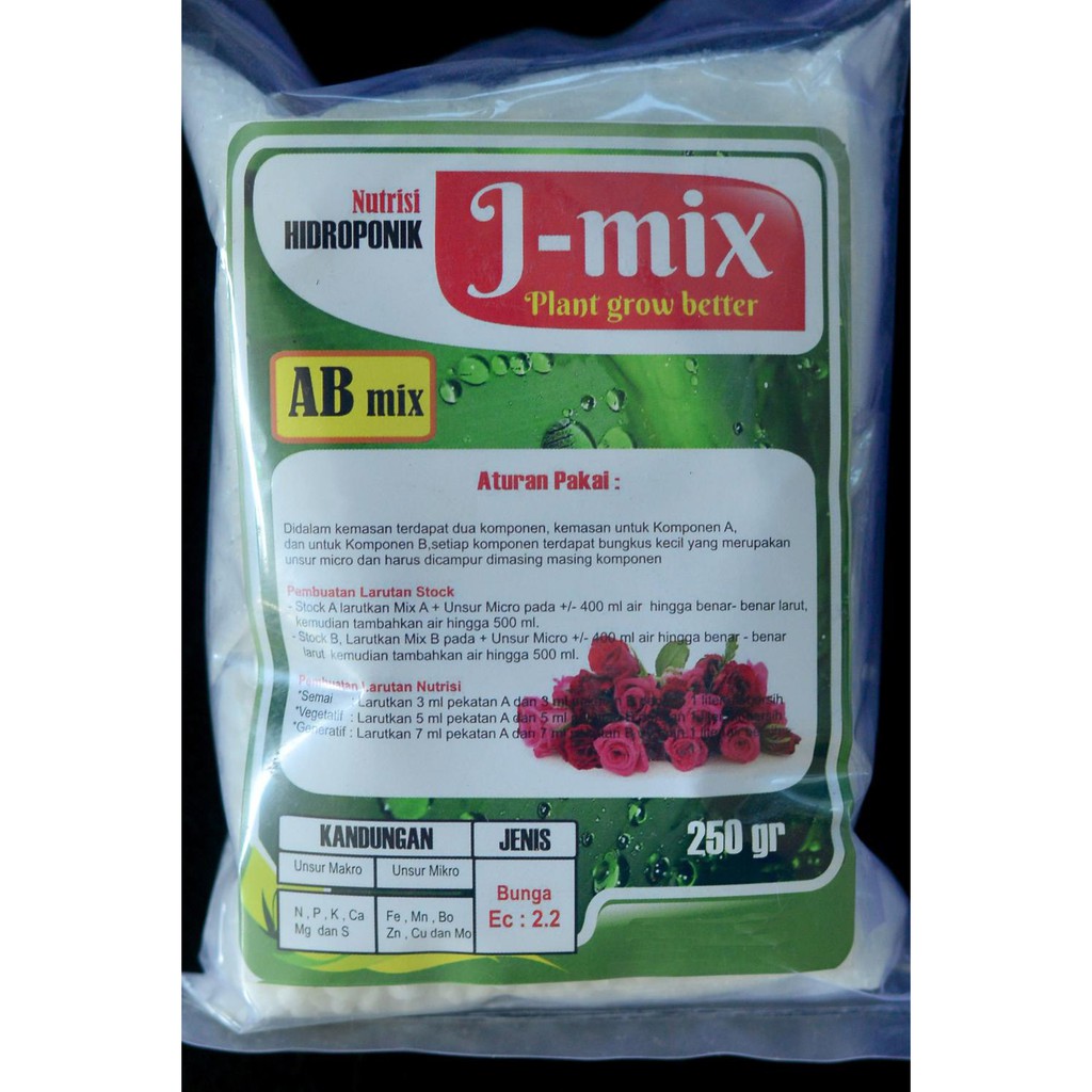 Nutrisi AB Mix Khusus BUNGA, J-Mix 250gr Pekatan 500ml