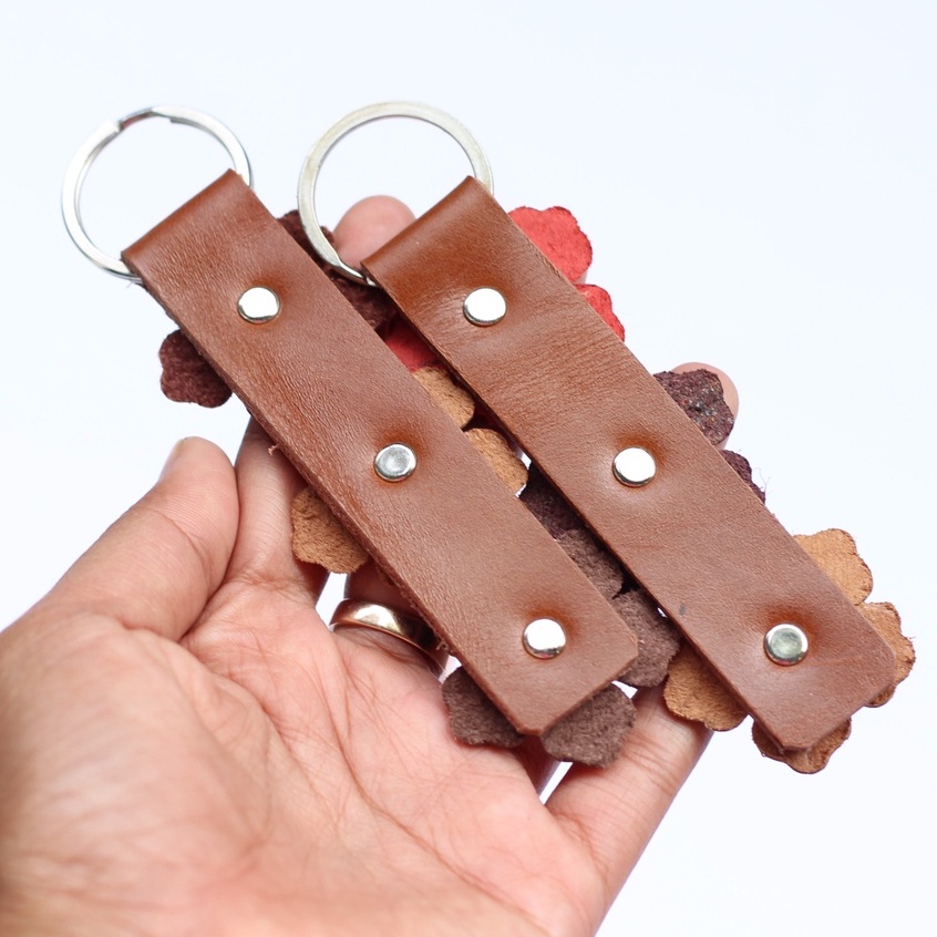 KEYCHAIN / GANTUNGAN KUNCI MOBIL / MOTOR - KULIT SAPI ASLI MODEL BUNGA